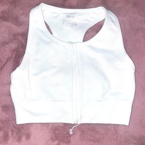 White Zip Up Sports Bra